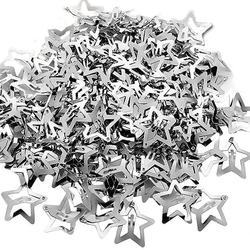 Silver Star Metal Snap Hair Clips Y2K Style Barrettes