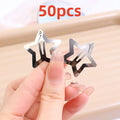 Silver Star Metal Snap Hair Clips Y2K Style Barrettes