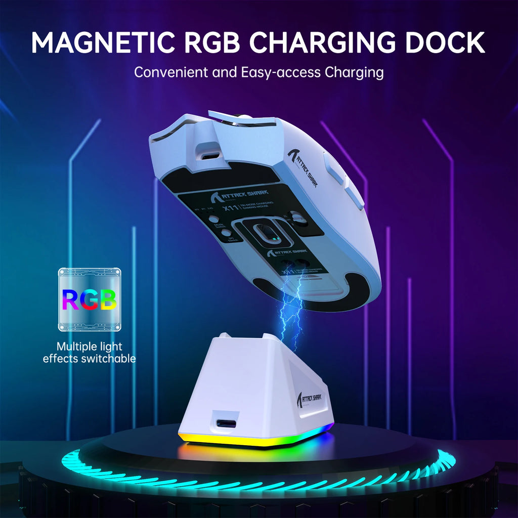 Attack Shark X11 Lightweight Wireless Gaming Mouse RGB Optical Sensor