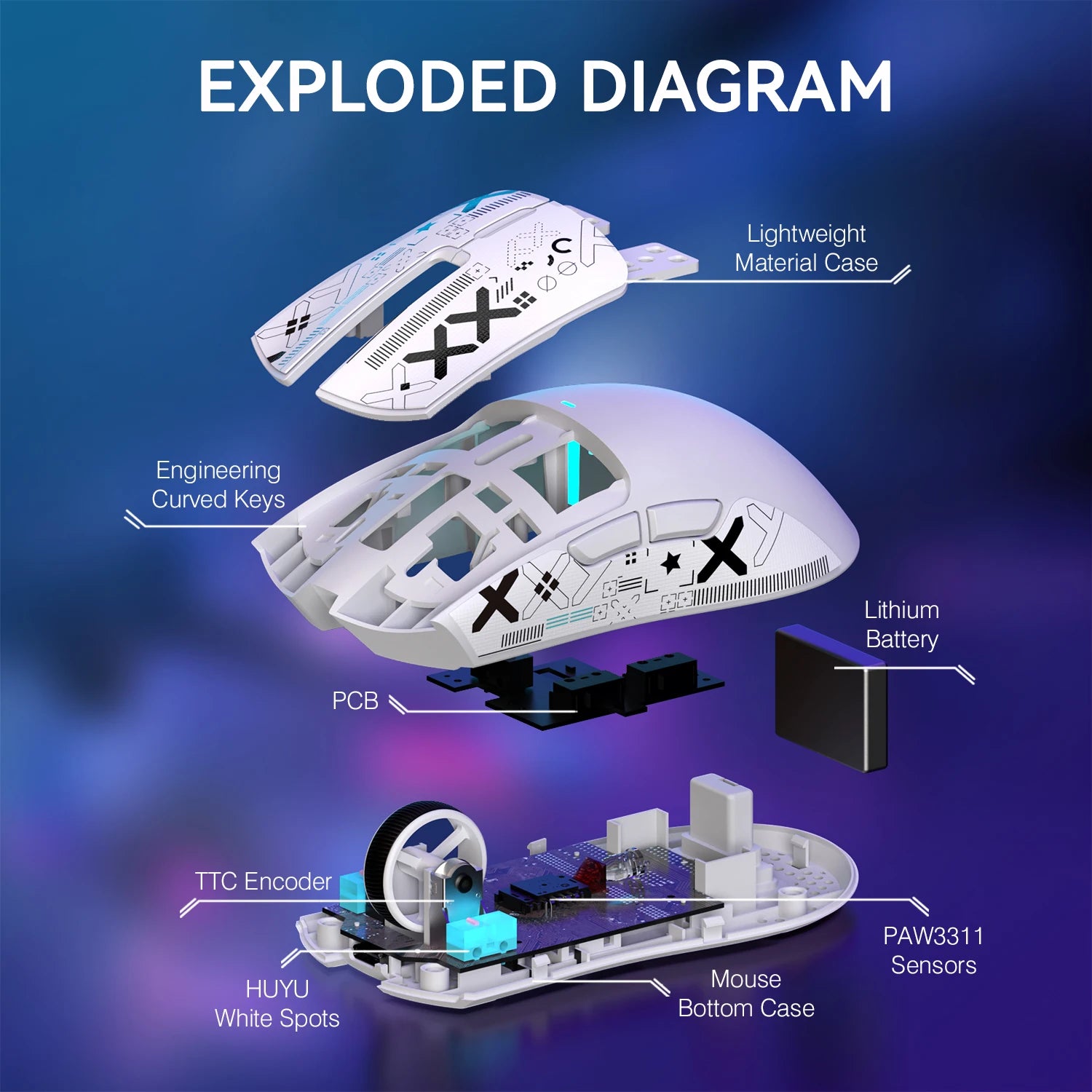 Attack Shark X11 Lightweight Wireless Gaming Mouse RGB Optical Sensor